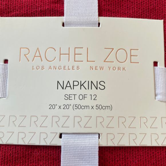 12pc Rachel Zoe Red Sparkle Napkins 20x20 Christmas Holiday Dining New - Picture 3 of 10